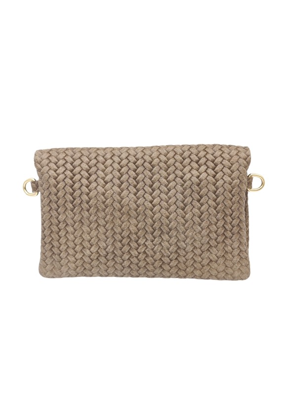 Soleil Chic Pochette bandoulière cuir Camomille Tresse Taupe