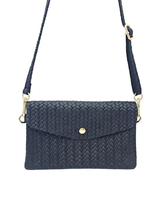 Soleil Chic Pochette bandoulière cuir Camomille Tresse Noir