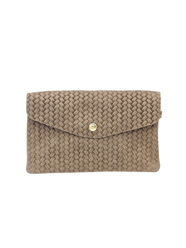 Soleil Chic Pochette bandoulière cuir Camomille Tresse Taupe