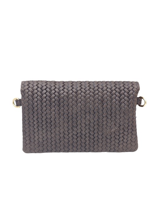 Soleil Chic Pochette bandoulière cuir Camomille Tresse Choco