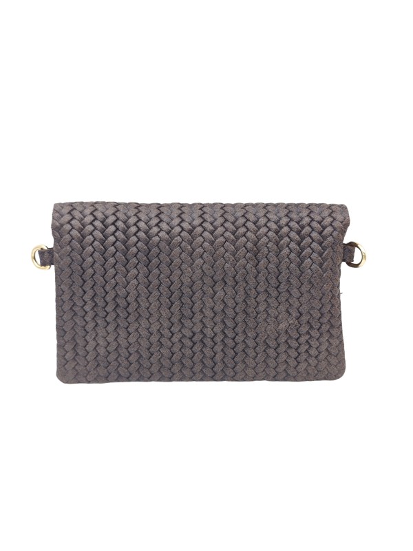 Soleil Chic Pochette bandoulière cuir Camomille Tresse Choco