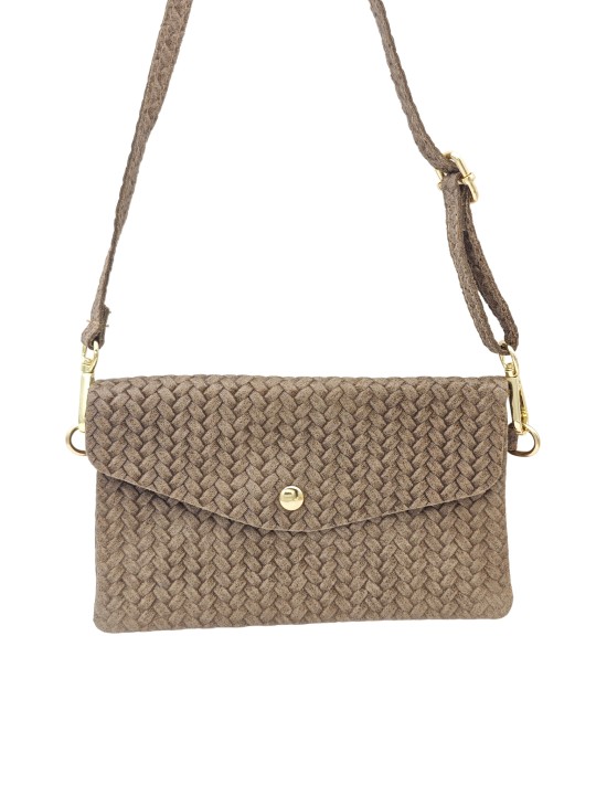 Soleil Chic Pochette bandoulière cuir Camomille Tresse Taupe