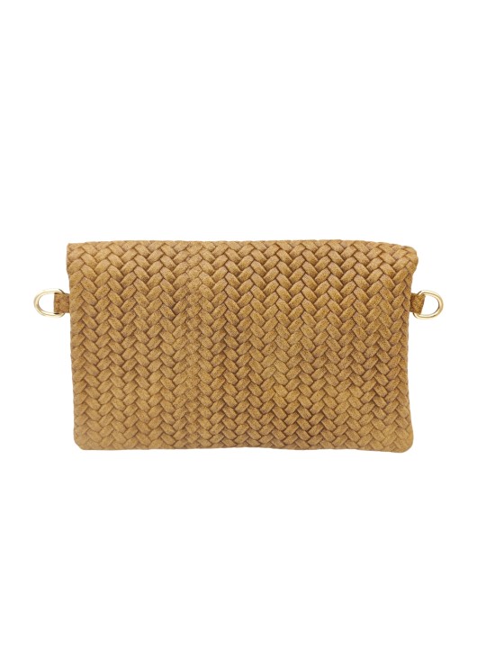 Soleil Chic Pochette bandoulière cuir Camomille Tresse Camel