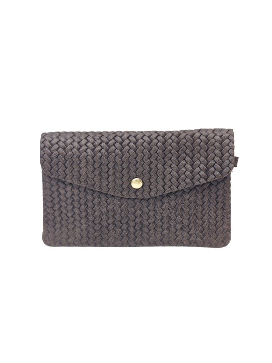 Soleil Chic Pochette bandoulière cuir Camomille Tresse Choco