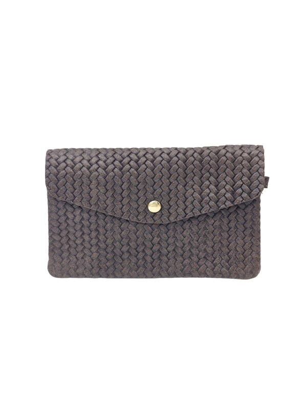 Soleil Chic Pochette bandoulière cuir Camomille Tresse Choco