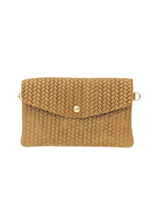 Soleil Chic Pochette bandoulière cuir Camomille Tresse Camel