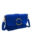 Soleil Chic Sac bandouliere cuir Anneau Besace Nubuck Bleu Royale