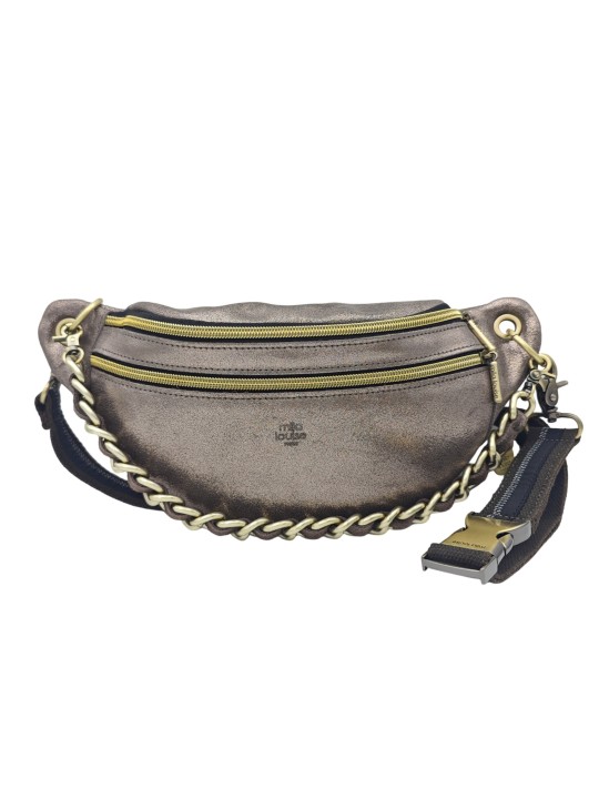Mila Louise Sac Banane Cuir PETRA X Gris