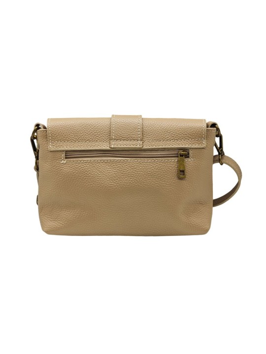 Soleil Chic Sac bandouliere cuir Anneau Besace Graine Taupe