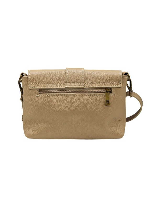 Soleil Chic Sac bandouliere cuir Anneau Besace Graine Taupe