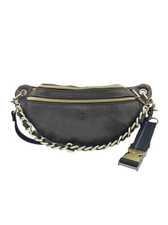 Mila Louise Sac Banane Cuir PETRA X Kaki Dark