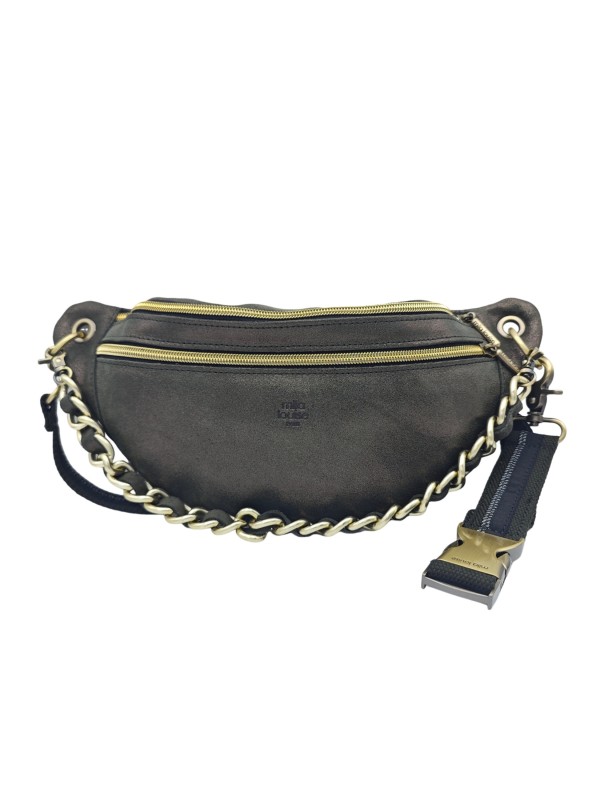Mila Louise Sac Banane Cuir PETRA X Kaki Dark