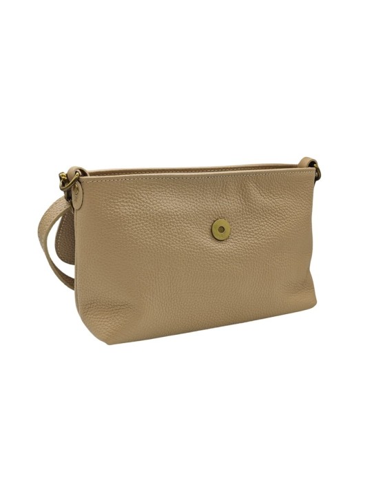 Soleil Chic Sac bandouliere cuir Anneau Besace Graine Taupe
