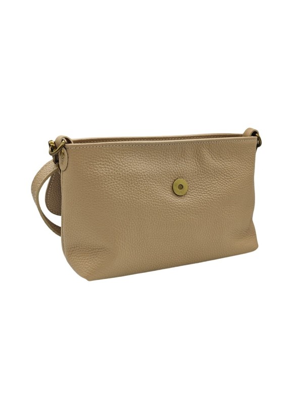 Soleil Chic Sac bandouliere cuir Anneau Besace Graine Taupe