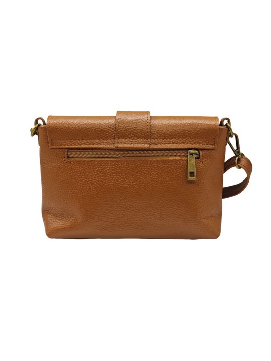 Soleil Chic Sac bandouliere cuir Anneau Besace Graine Camel