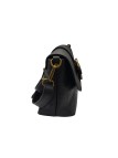 Soleil Chic Sac bandouliere cuir Anneau Besace Graine Noir