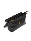 Soleil Chic Sac bandouliere cuir Anneau Besace Graine Noir