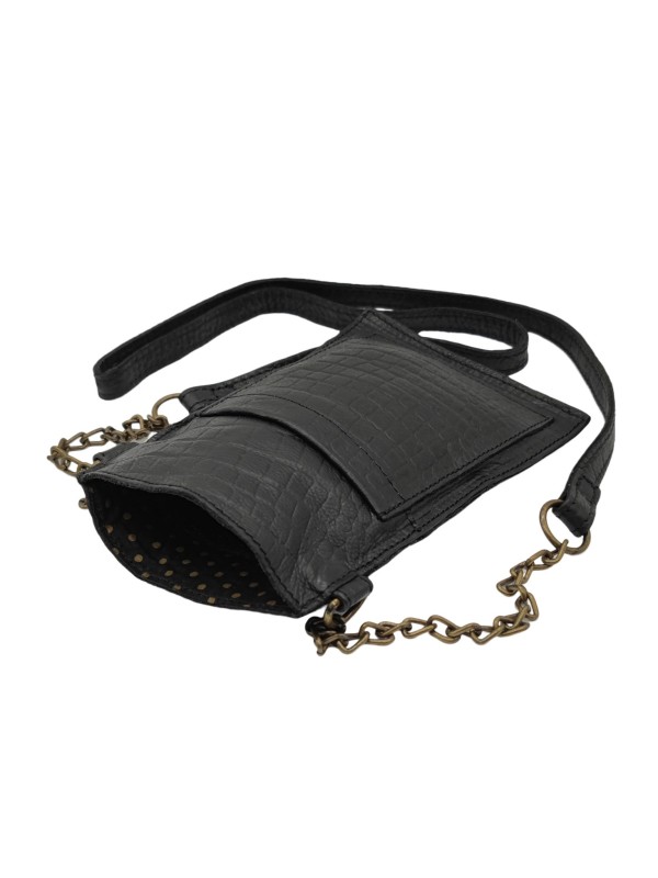 Pochette portable PCNAINA Black Croco Embo PIECES 17132800