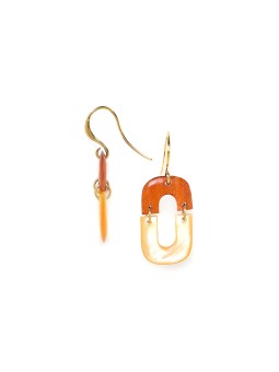 DOUBLE YOU boucles d'oreilles nacre dorée Nature Bijoux