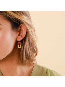 DOUBLE YOU boucles d'oreilles nacre dorée Nature Bijoux