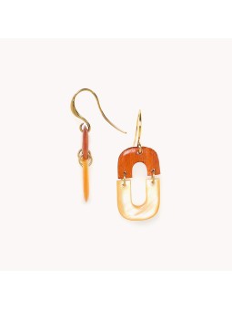 DOUBLE YOU boucles d'oreilles nacre dorée Nature Bijoux