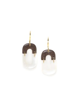 DOUBLE YOU boucles d'oreilles nacre blanche Nature Bijoux