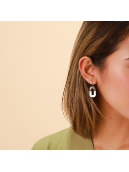 DOUBLE YOU boucles d'oreilles nacre blanche Nature Bijoux