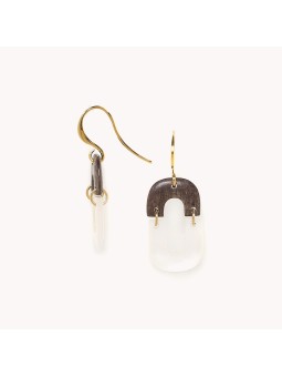 DOUBLE YOU boucles d'oreilles nacre blanche Nature Bijoux