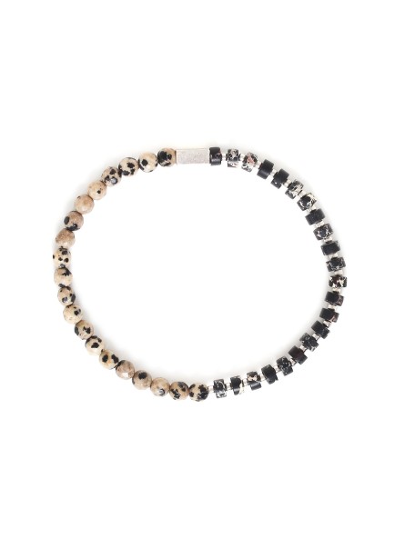 MANHATTAN bracelet extensible jaspe dalmatien & jaspe imperial Nature Bijoux