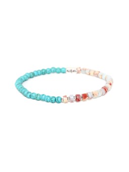 MANHATTAN bracelet extensible howlite turquoise & jaspe Nature Bijoux