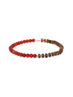 MANHATTAN bracelet extensible agate rouge & jaspe Nature Bijoux