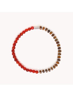 MANHATTAN bracelet extensible agate rouge & jaspe Nature Bijoux