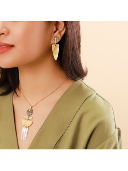 BARCARES boucles d'oreilles poussoir bouclier Nature Bijoux