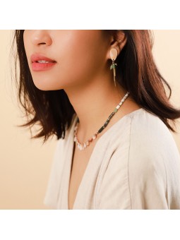 MENTHE A L'EAU boucles d'oreilles poussoir multi chaines Nature Bijoux