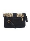 Soleil Chic Sac bandouliere cuir Anneau Besace Nubuck Noir LEO