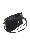 Soleil Chic Sac bandouliere cuir Anneau Besace Nubuck Noir LEO