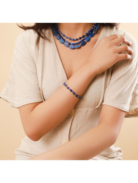 SAMARCANDE bracelet ajustable perle lapis losange Nature Bijoux