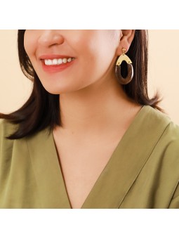 SUNSHINE boucles d'oreilles poussoir goutte robles & Nacre doée Nature Bijoux