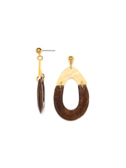 SUNSHINE boucles d'oreilles poussoir goutte robles & Nacre doée Nature Bijoux