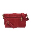 Soleil Chic Sac bandouliere cuir Anneau Besace Nubuck Rouge