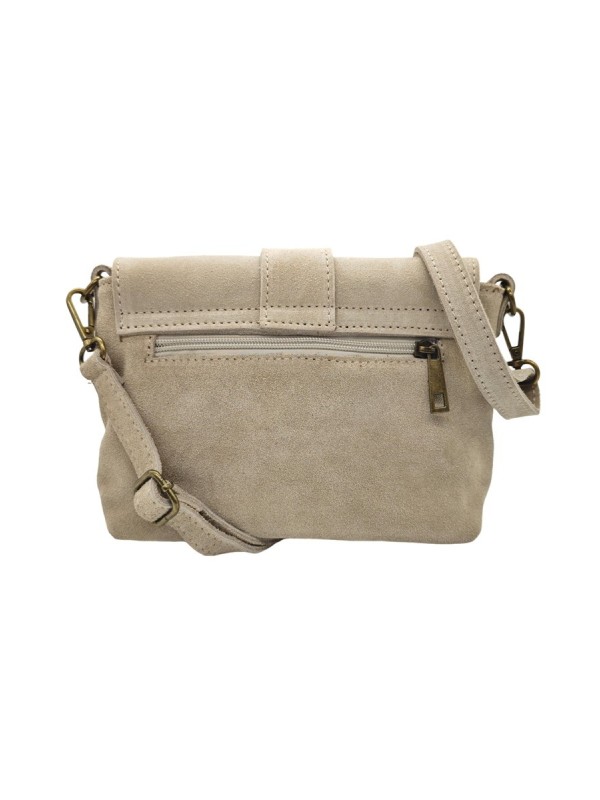 Soleil Chic Sac bandouliere cuir Anneau Besace Nubuck Taupe