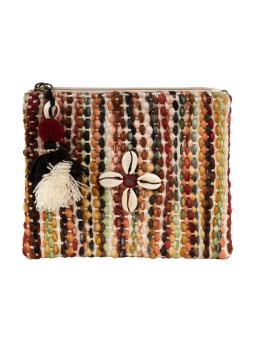 SEMA Design - Pochette Caury Mauve en coton avec pompon 18 x 14 cm