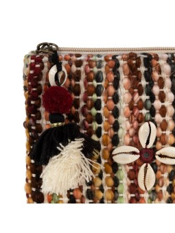 SEMA Design - Pochette Caury Mauve en coton avec pompon 18 x 14 cm