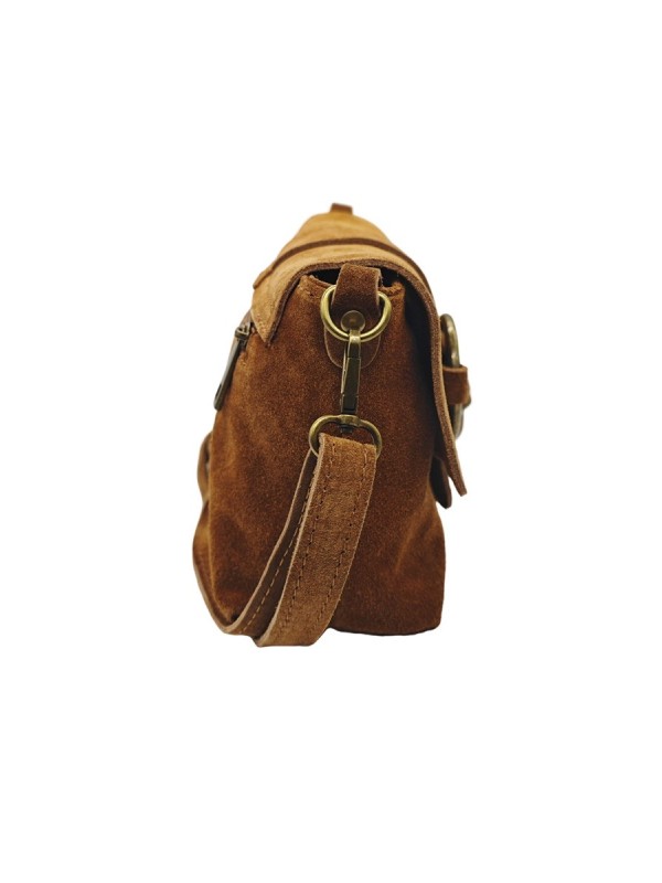 Soleil Chic Sac bandouliere cuir Anneau Besace Nubuck Camel