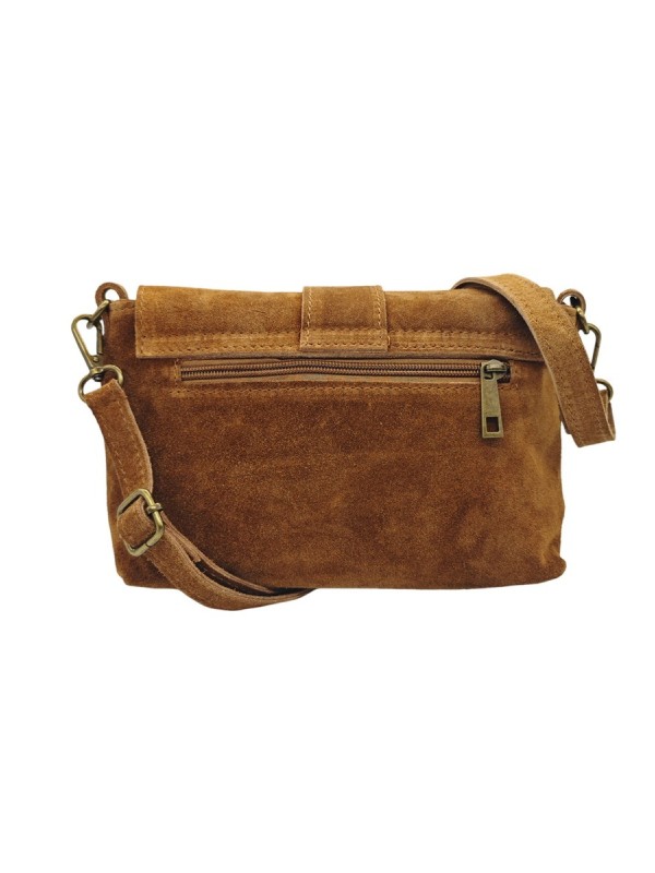 Soleil Chic Sac bandouliere cuir Anneau Besace Nubuck Camel