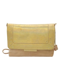 PIECES PCFELIZIO Large Sac Bandoulière Cuir Cameo Brown Silver