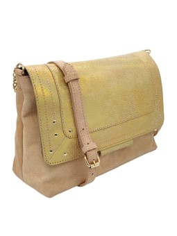 PIECES PCFELIZIO Large Sac Bandoulière Cuir Cameo Brown Silver