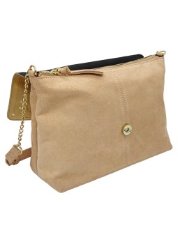 PIECES PCFELIZIO Large Sac Bandoulière Cuir Cameo Brown Silver