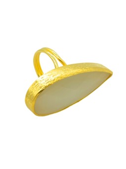 HARMONIE D'OR Bague dorée RS01 Oeil du chat Blanc