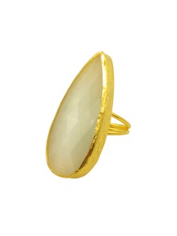 HARMONIE D'OR Bague dorée RS01 Oeil du chat Blanc